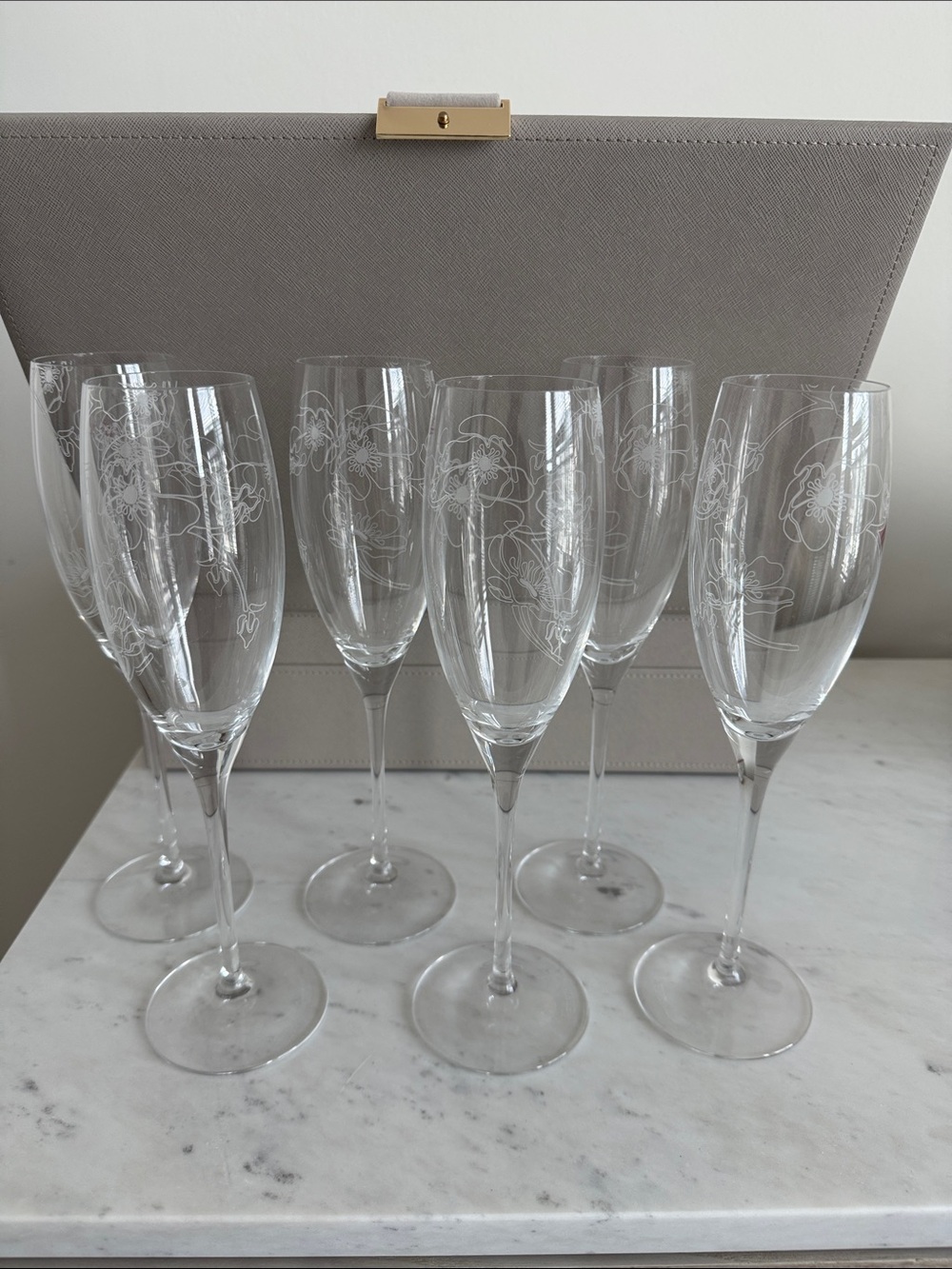 Set of Six Perrier Jouet Jouet Belle Epoque Champagne Flutes